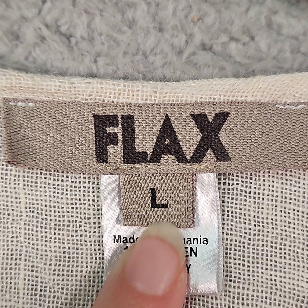 FLAX Blouse Womens L Ivory Lagenlook Coastal Shapely Lightweight Eco Swing - Picture 5 of 13